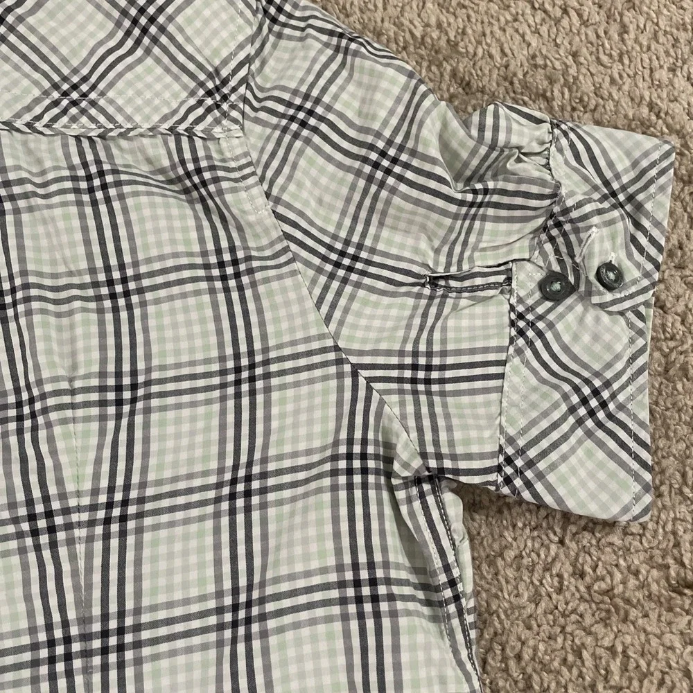 The North Face Women's XL Plaid Shirt Green Gray Button Front Outdoor Hiking - Picture 8 of 11